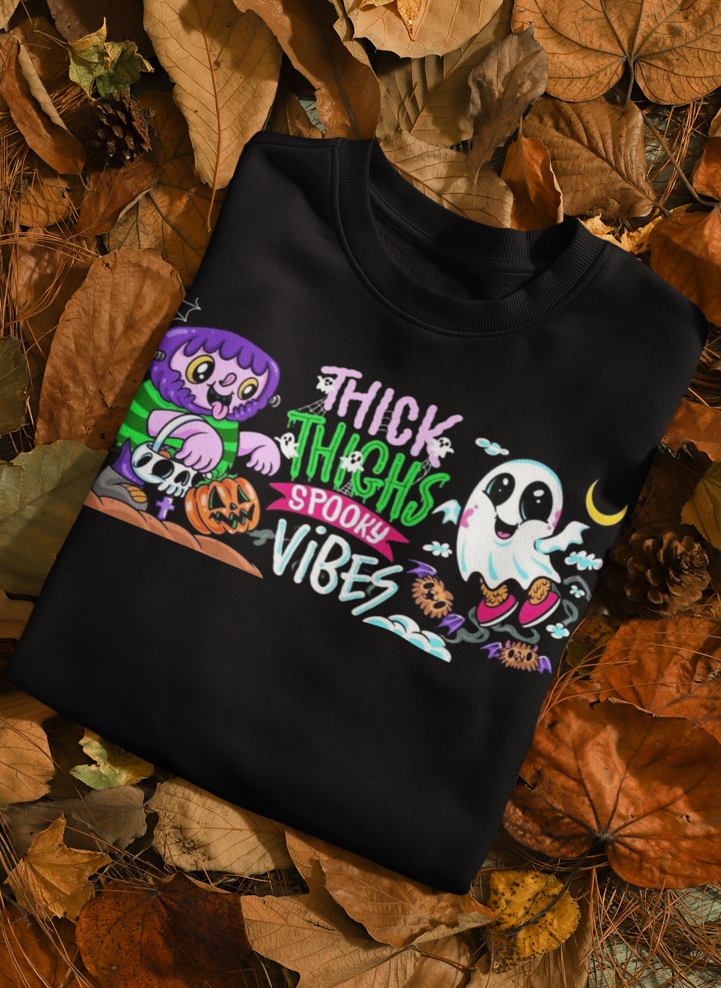 Thick Thighs Spooky Vibes Adult Sweater